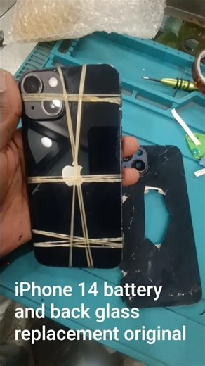 iPhone 14 battery and back glass replacement original #mobilerepair