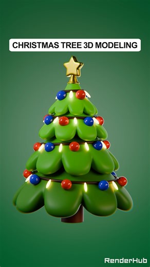 RenderHub on Instagram: "How to Model a 3D Christmas Tree in Blender Under 2 Minutes! A quick breakdown of how to model a Christmas Tree from scratch in Blender. Check out the Learning Hub at RenderHub for more 3D modeling tips and tricks! ➡️ https://www.renderhub.com/learning Music track: Flicker by Burgundy Source: https://freetouse.com/music Copyright Free Music for Video Tutorial made for RenderHub by Pixlways #BlenderTutorial #BlenderTips #Blender3D #BlenderPro #3DTutorial #3DModeling #Blen