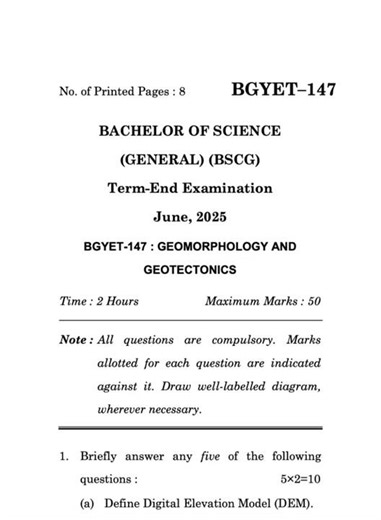 BGYET–147 June 2025 | IGNOU Previous Year Question Paper