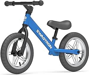 Swagtron K3 12" No-Pedal Balance Bike for Kids Ages 2-5 Years | Air-Filled Rubber Tires | 7 lbs Lightweight | 12"~16" Height Adjustable Seat | ASTM-Certified