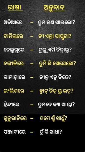 “ତୁମେ କଣ ଖାଇଲୋ?” ❤️ Multilanguage Translation | Odia to Telugu/Tamil/Kannada #viral