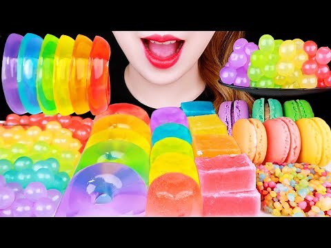 ASMR RAINBOW DONUTS JELLY, TWINKLE JELLY, JEWEL JELLY *RAINBOW DESSERT 먹방 EATING SOUNDS MUKBANG 咀嚼音