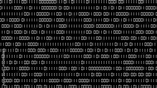 Dynamic animation of scrolling binary code on a black screen, conveying themes of technology, big data, and digital information flow.