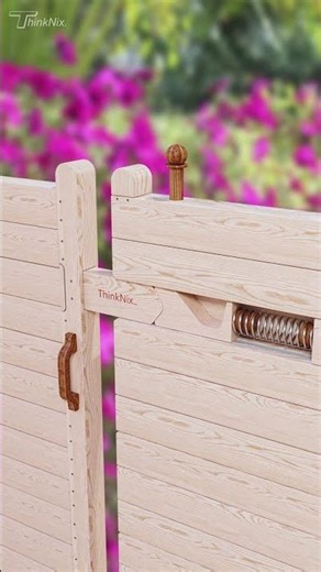 DIY Wooden Slide Door 🔒 Lock with Spring Latch Mechanism | DIY Satisfying Build #shorts