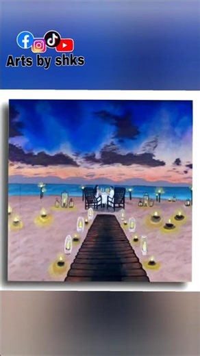 Romantic Couple On An Amazing Beach Sunset Scenery/Acrylic painting