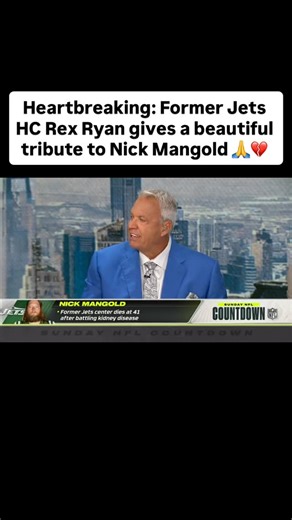 Jordan Schultz on Instagram: "This was very difficult to watch, but I still wanted to share. Appreciate Rex opening up like this and reflecting on Nick Mangold’s legacy - not as a football player - but as a man. 🙏🕊️ (🎥 @espn)"