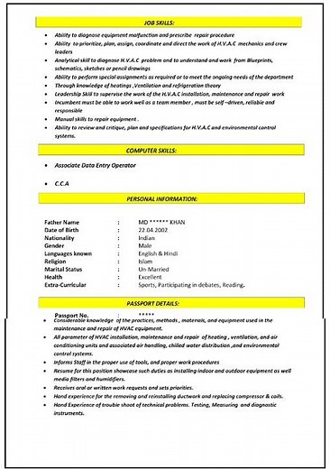 Hvac Technician Resume |How to Make Resume|CV writing|CV Format #shorts #cvwriting #viral