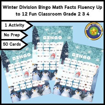 Winter Division Bingo Math Fact Game Logic Puzzles Mental Review Number Sense