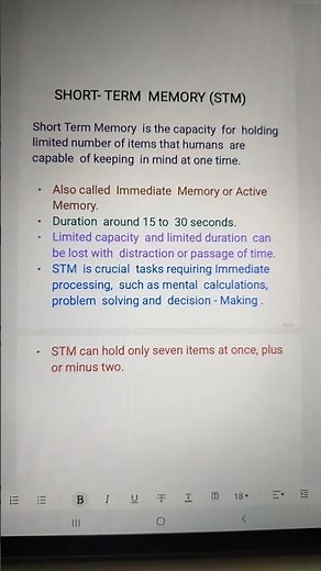 STM - Short Term Memory. Types of MEMORY. BSc Nursing PSYCHOLOGY