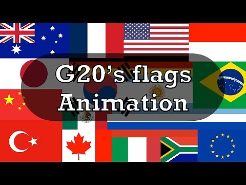 G20's (20 biggest economic powers) flags animation