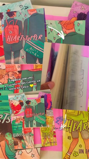 Saga completa Heartstopper (5 tomos) de Alice Oseman 🏳️‍🌈✨ Una historia en formato cómic sobre amistad, identidad y un amor que crece poco a poco, de forma tan real que engancha desde la primera página. Viñetas sencillas, emociones sinceras y personajes que se sienten cercanos. De esos libros que lees rápido… pero se quedan contigo. 💛 Romance gráfico y emocional 📚 Disponible en Librería Alas del Alma