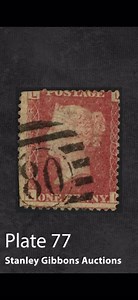 @stanleygibbons upcoming auction (on Tuesday) includes this amazing piece, a plate 77 Penny Red, this is one of 9 examples and is a true icon of world philately … exciting ! | The Philatelic Traders' Society Limited