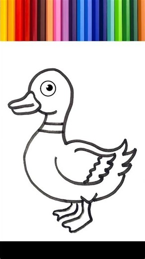 🌈 Desenhar, pintar e colorir um pato para crianças.⭐#217