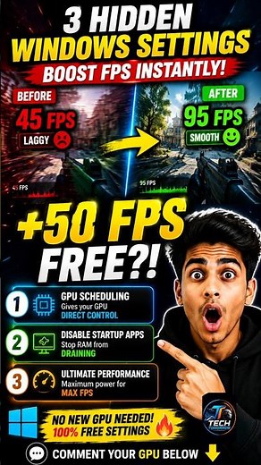 3 Hidden Windows Settings That BOOST FPS Instantly! (No New GPU Needed) #FPSBoost #usa #ai #fps