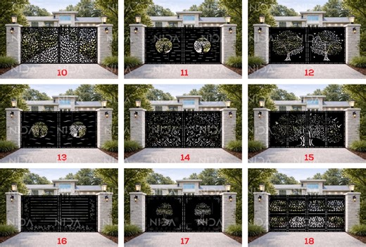9 Modern Metal Gate Design Dxf Jpg (pack 2) | Laser Cut Gate Panels | CNC Plasma Fence Pattern | Digital Download - Etsy