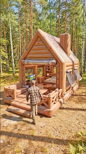 A giant inflatable cabin! 😱#campinglife #camping #cabinlife