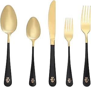 Black Silverware Set, Gmatrix 20 Piece Stainless Steel Flatware Cutlery Set for 4, Mirror Finish, Dishwasher Safe, Family Set for 4