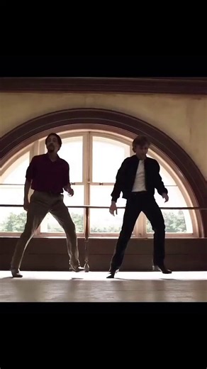 The duet between Mikhail Baryshnikov and Gregory Hines in WHITE NIGHTS (1985). Blends ballet and tap, choreographed by Twyla Tharp, and is a showcase of two dance legends.
