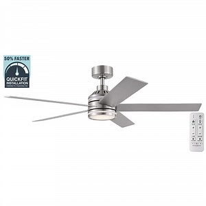 Hampton Bay Ashburrow 52 in. Indoor Brushed Nickel Ceiling Fan with Adjustable White LED Down and Upper Accent Light with Remote AK641-BN