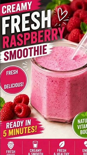 How to Make a Creamy Fresh Raspberry Smoothie in 5 Minutes! 🥤