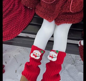 Girls' Christmas Snowman Applique Fleece Lined Leggings, Warm Winter Thermal Tights, Festive Holiday Pattern Leggings with Santa Design, Soft Stretchable Children's Leggings for Cold Weather White