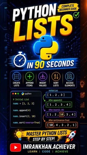 Python Lists Explained in 90 Seconds ⚡ | Beginner to Pro