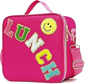 LOKFAR Insulated Lunch Bag Women Lunch Box Kids for Teen Girls Boys, Cute Preppy Lunch Boxes With Adjustable Shoulder Strap, Waterproof Nylon Lunchbox Lunch Bags for School Work Picnic (Wine)