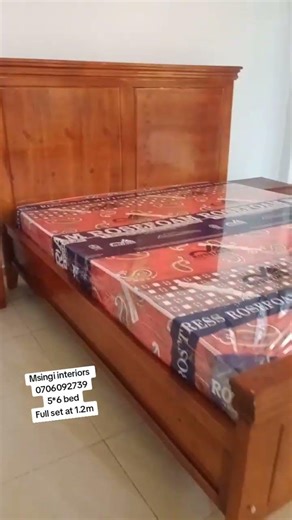 5*6 BED WITH mattress available at our Nansana showroom.0706092739 #bed #furniture #bedsonline #beds