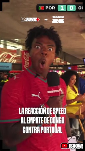 No me la conteiner 🫪 #Speed se encontraba transmitiendo en vivo su reacción al partido de #Portugal vs #Congo y así fue el momento donde el conjunto africano empató el partido 1-1 😭 #LaJuntaPlus #Chile