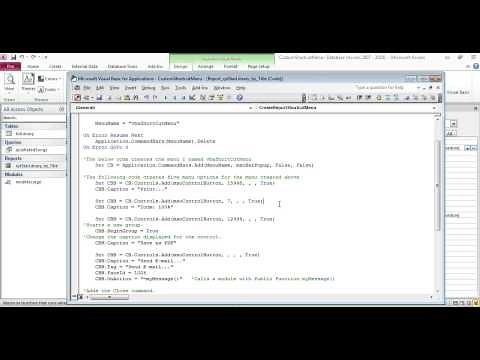 Access Custom Shortcut Menu VBA