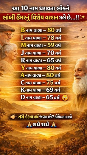 આ ૧૦ નામ ધરાવતા લોકોને લાંબી ઉંમરનું વરદાન મળે છે #વરદાન #motivation #shortsfeed #todaysuvichar
