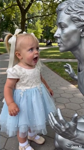 She Was Tired Of The Statue Ignoring Her"I'm Talking To You, Then Answer Me!" 👧😂#LivingStatue