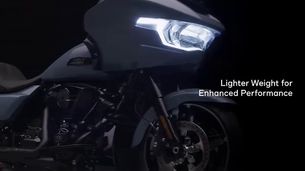 The all-new 2024 Road Glide has been redesigned with a modern and aggressive sharknose fairing including signature LED lighting. The new bodywork is complemented with contrast-cut cast-aluminum wheels, the new, powerful Milwaukee-Eight 117 V-twin engine, and an impressive suite of infotainment and Ride Modes housed within Skyline OS and a 12.3-inch TFT touchscreen display.​ With overall vehicle weight savings, performance upgrades made to the powertrain, and 27 degrees of handlebar adjustment, t