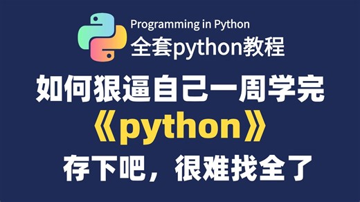 【全300集】目前B站最全最细的Python零基础全套教程，2026最新版，包含所有干货！七天就能从小白到大神！少走99%的弯路！存下吧！很难找全了~