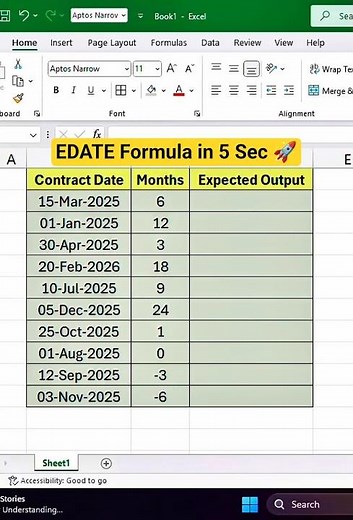 Calculate Dates with EDATE Function in Seconds #shorts #tipsandtricks