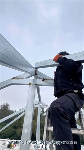 Installing a Steel Beam Support on a Rooftop