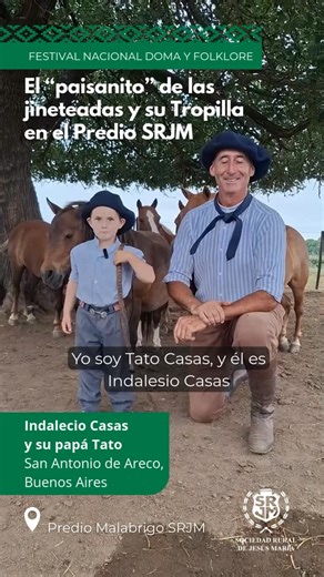 Sociedad Rural de Jesús María on Instagram: "FESTIVAL DE DOMA Y FOLKLORE 👦🏻 🐎 *EL “PAISANITO” Y SU TROPILLA DE PETISOS EN NUESTRO PREDIO SRJM ❤️🌾 Con solo 3 años, Indalecio Casas llegó desde San Antonio de Areco al Predio de la Sociedad Rural de Jesús María para demostrarnos que el amor por el campo no tiene edad. 👉 En este #JesúsMaría2026, el “paisanito” se robó todos los aplausos desfilando con su propia tropilla de petisos. Acompañado por su papá, Tato Casas (quien además se desempeñó co