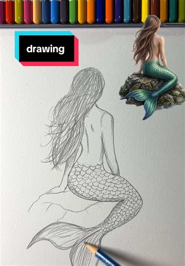 كيف رسم عروسة البحر بأقلام رصاص بكل سهولة #تعلم_على_التيك_توك #tiktok_art #drawing