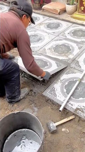 Arranging Intricate Patterned Tiles with Precision for a Clean and Elegant Finish