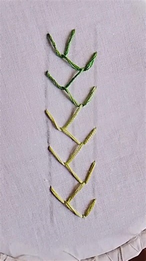 Feather Stitch Embroidery | Easy Border Stitch Tutorial #Shorts #embroidery #diy #viral #ytshorts