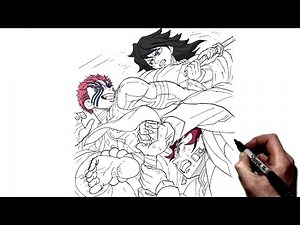 How To Draw Akaza vs Giyu and Tanjiro | Step By Step | KNY Infinity Castle
