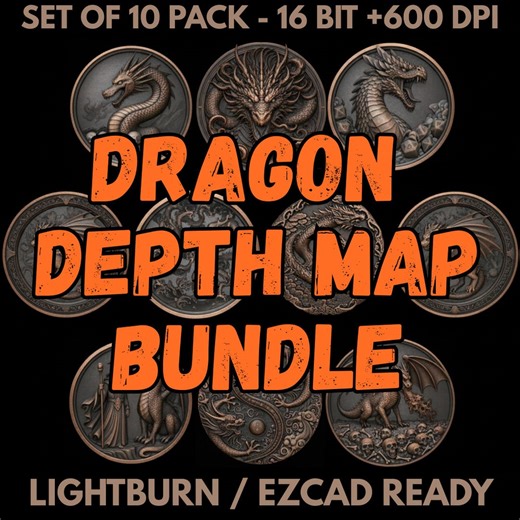 Dragon Coin Depth Map Bundle: 3D Embossing Height Maps for Fiber Laser Engraving | 16-bit High Resolution PNG File Art | Instant Download - Etsy UK
