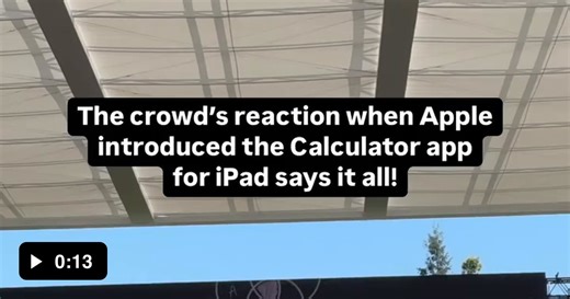 This isn't a skit, it's an Apple event conducted last year. iPad gets a calculator app after 14 years - Video