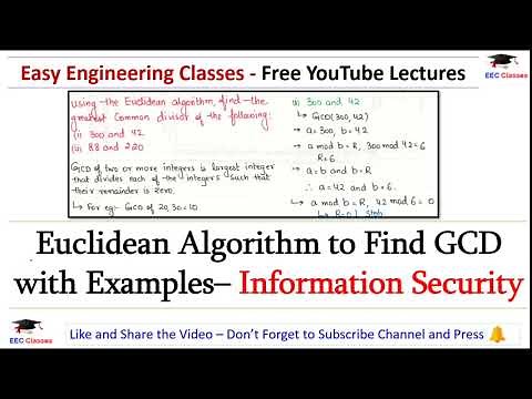 Euclidean Algorithm to Find GCD with Solved Examples | Information Security Lectures in Hindi