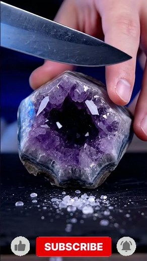 ASMR Slicing a REAL Amethyst Geode | Crystal Cracking Sounds for Sleep #ASMRCrystals #CrystalSlicing