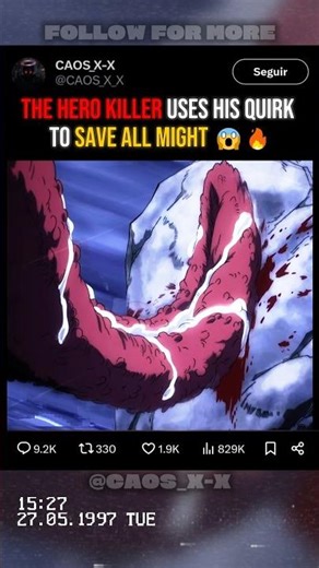 The HERO KILLER Uses His QUIRK To Save ALL MIGHT 😱🔥 | MHA Season 8