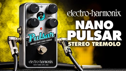 The new EHX Nano Pulsar takes tremolo beyond the ordinary. Equipped with a collection of tremolo-modulating waveforms and the option of operating in Triangle or Square Wave modes, the Nano Pulsar is a tremolo / panner treasure chest. Learn more » www.ehx.com/nanopulsar | Electro-Harmonix