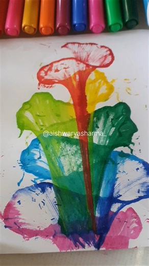 DIY Thread Art 🌈/ String pull Art 😍💕 #shorts #watercolor #threadart #shortsvideo #painting #canvas