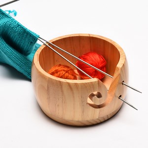 [Hot Item] 2023 Handmade Round Bamboo Textile Knitting Container Yarn Bowl with Holes for Yarn