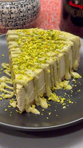 Cheesecake pistacho y chocolate blanco receta fácil